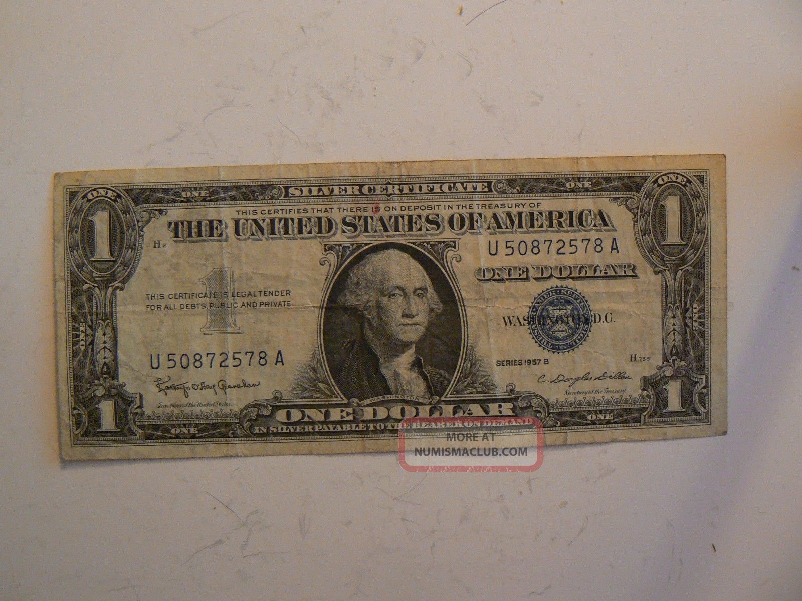 1957 B One Dollar Silver Certificate Blue Seal