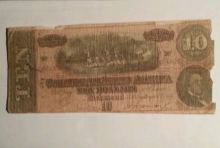 1864 $10 Confederat Note photo
