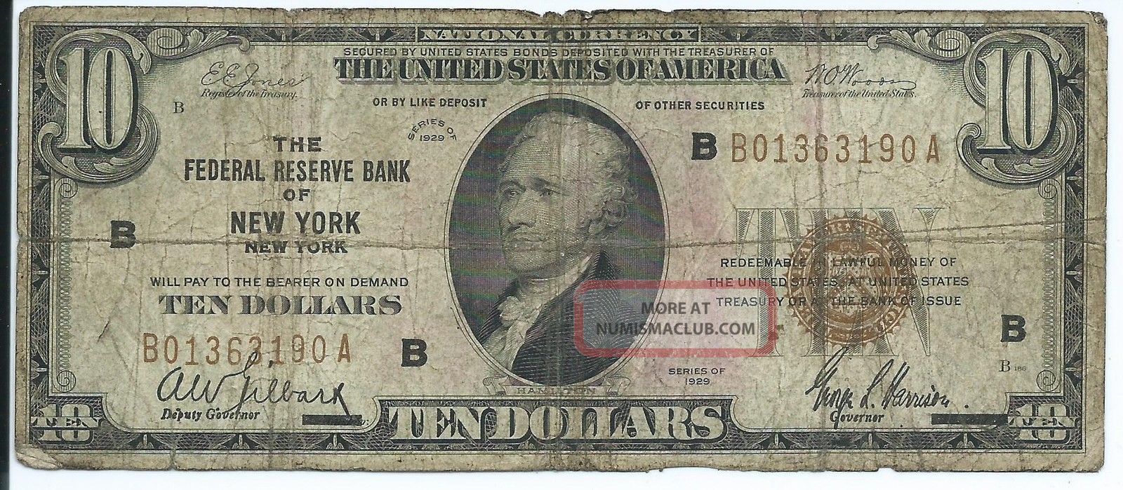 1929 $10.  00 National Banknote - - The Federal Reserve Bank Of York,  York Paper Money: US photo