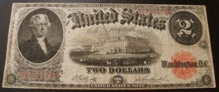 1917 $2 Dollar United States Note Large Size Note Bill photo