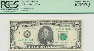 1995 $5 Federal Reserve Note (fr 1984 - A) 