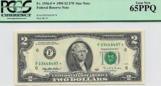 1995 $2 Fort Worth Federal Reserve Star Note (fr 1936 - F) 
