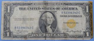 North Africa Yellow Seal 1935 A Series U.  S.  $1 Silver Certificate C1030 photo