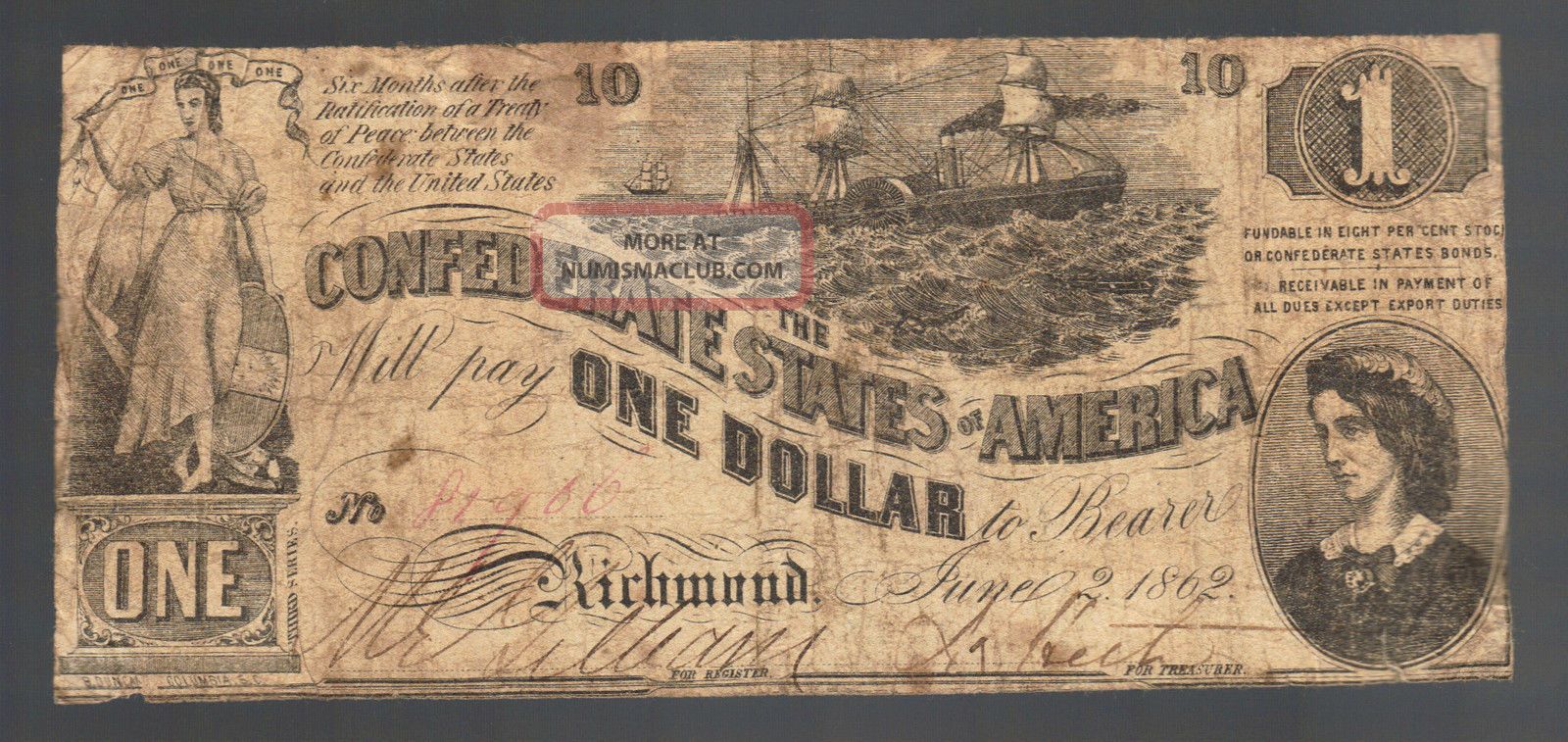 bank of north america 1862 one dollar