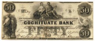 1853 $50 Cochituate Obsolete Bank Note After First Item photo
