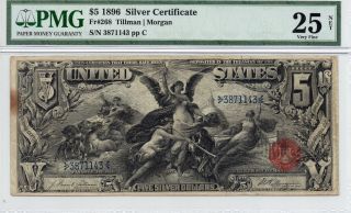 1896 $5 Educational Silver Certificate.  Fr.  268.  Pmg - 25net photo