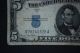 1934 D $5 Silver Certificate Blue Seal Small Note Estate Find Small Size Notes photo 3