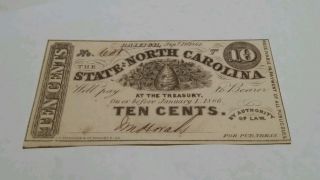 1862 Raleigh State Of North Carolina Ten Cents photo