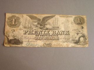 Obsolete Currency Phenix Bank Of Providence,  Ri,  One Dollar Eagle,  19th Century photo