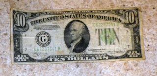 1934 A $10 Federal Reserve Note Cleveland Green Seal photo