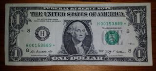 2009 $1 St.  Louis One Dollar Bill Star Note H00153889 Series Key - Circulated photo
