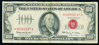 1966 $100 United States Note - Red Seal - Lightly Circulated photo