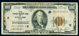 1929 $100 Federal Reserve Note - Cleveland Dist - Nicely Circulated photo