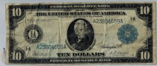 1914 $10 Federal Reserve Note Fr 906 Burke Houston photo