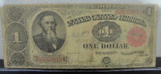 1891 One Dollar Treasury Note Red Seal Stanton Large Currency photo