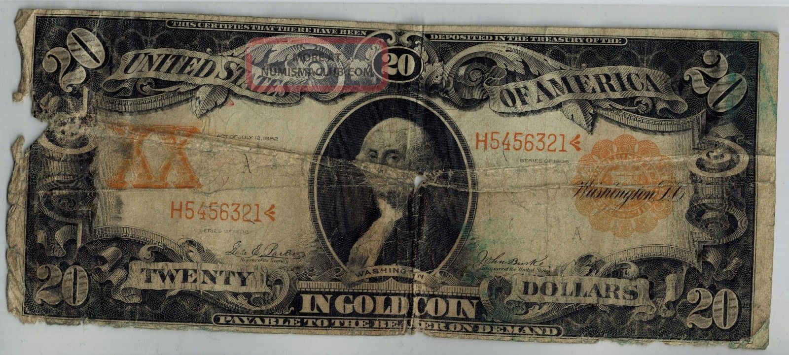 1906 $20 Gold Certificate Fr 1185 Parker Burke Large Size Notes photo
