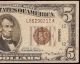 1934 A $5 Dollar Bill Hawaii Wwii Issue Federal Reserve Note Vf Currency Fr 2302 Small Size Notes photo 4