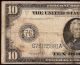 Large 1914 $10 Dollar Bill Federal Reserve Note Us Currency Paper Money Fr 931b Large Size Notes photo 2