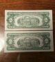 $4 Face Value (2) 1963 $2 Bills Numerical Order Near Small Size Notes photo 1