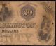 1800s $20 Dollar Bill Bank Of Washington Obsolete Currency Note Old Paper Money Paper Money: US photo 1