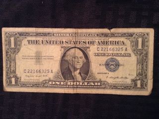 1957 A $1 One Dollar Silver Certificate Blue Seal Circulated Serial C22166325a photo