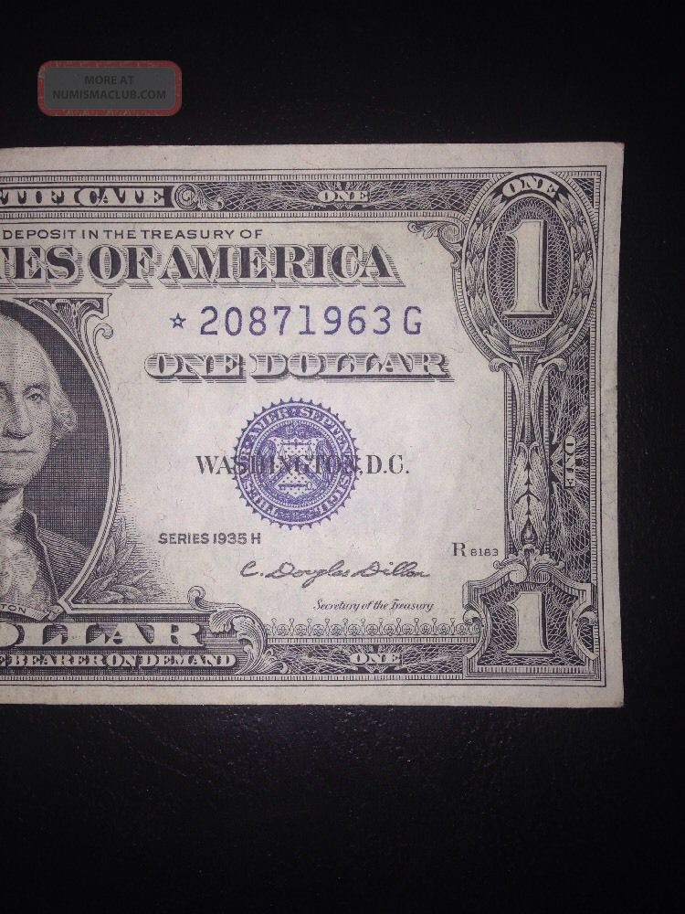 1935 H $1 Silver Certificate Star Note One Dollar Star Rare Bill $1 00