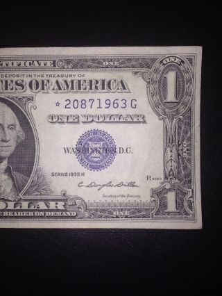 1935 H $1.  Silver Certificate Star Note One Dollar Star Rare Bill $1.  00 photo