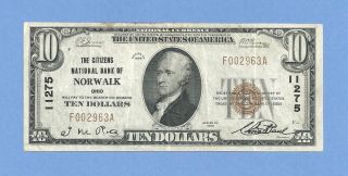 1929 $10 National Banknote 11275 Citizens National Bank Norwalk Ohio Type 1 photo