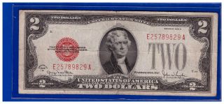1928g $2 Dollar Bill Old Us Note Legal Tender Paper Money Currency Red Seal K - 10 photo