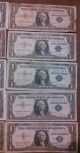 (5) 1935,  (5) 1957 $1 Dollar Bill,  Silver Certificates,  Old Paper Money,  Us Currency Small Size Notes photo 2