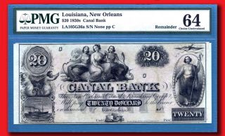 Louisiana Orleans Canal Bank $20 Pmg Choice Unc 64 Pp - C Perfect Margins photo