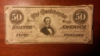The Confederate States Of America $50 Banknote photo
