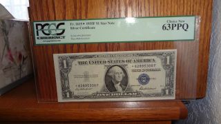 Rare 1935f Silver Certificate 1dollar Star Note Pcgs Graded 63 Ppq Choice photo