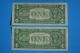 Two 1957 Consecutive & Uncirculated $1.  00 Silver Certificates Small Size Notes photo 1