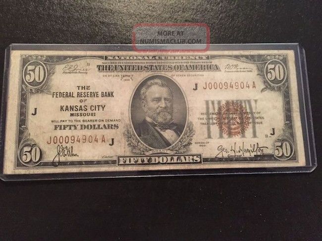Ac 1929 $50 Frbn Kansas City Small Size Notes photo
