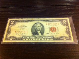 1963 Circulated Two Dollar Bill $2 Red Seal photo