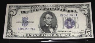 1934d $5.  00 Silver Certificate Almost Uncirculated Note photo
