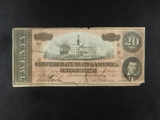 $20 Confederate States Of America Obsolete Confederate Currency Richmond 1864 photo