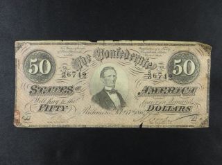 $50 Confederate States Of America Obsolete Confederate Currency Richmond photo