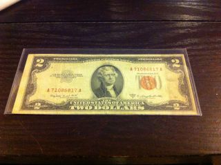 1953b Circulated Two Dollar Bill $2 With Red Seal photo