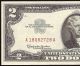 Ch Au 1963 A $2 Two Dollar Bill United States Legal Tender Red Seal Note Fr 1514 Small Size Notes photo 1