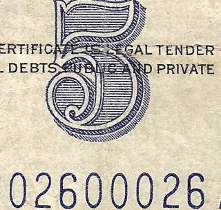 1934 D $5 Dollar Bill S/n 0260026 Silver Certificate Blue Seal Note Paper Money photo