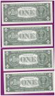 (4) 1957 $1 Uncirculated Silver Certificate Consecutive Serial Crisp Unc Lot142 Small Size Notes photo 1