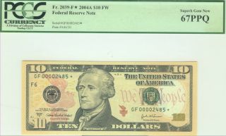 Fr.  2039 - F 2004a $10 Fw Federal Reserve Atlanta Star Note Pcgs 67ppq photo