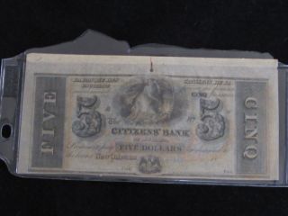 The Citizens ' Bank Of Louisiana Five Dollar Note Crisp photo