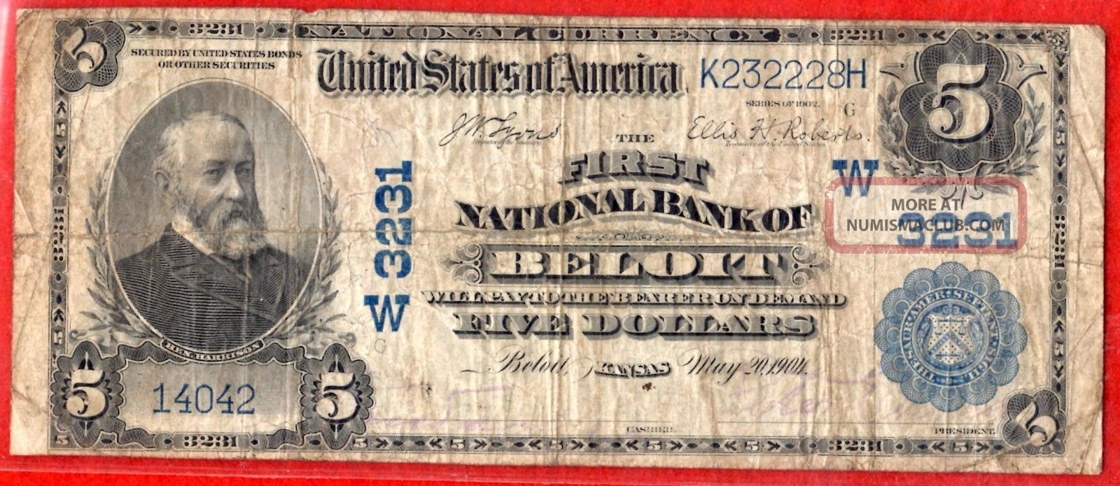 1902 $5 National Currency (no Date) First National Bank Of Beloit 3231 Paper Money: US photo