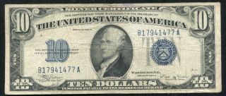Fr.  1703 1934 - B $10 Ten Dollars Silver Certificate Key Note Vinson Rare photo