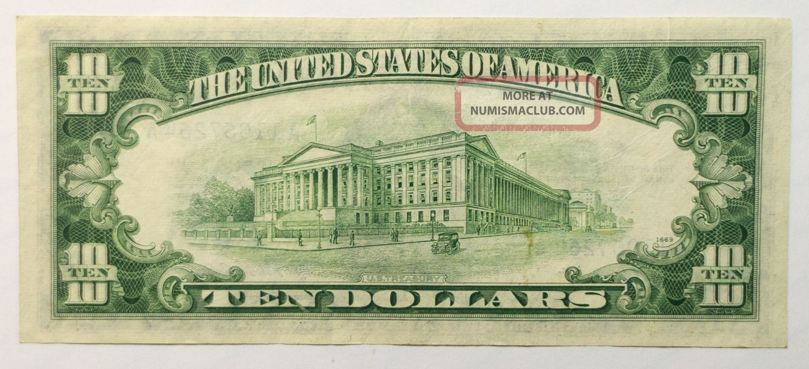 1953 A $10 Dollar Bill Silver Certificate Blue Seal Note Old Paper Money