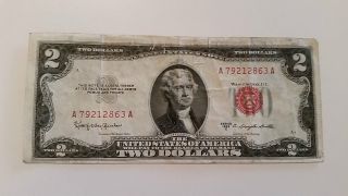 1953c American 2 Dollar Bill (serial A 79212863 A) photo
