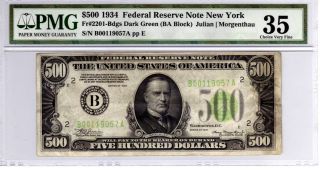 1934 $500 Federal Reserve Note York Pmg Graded photo